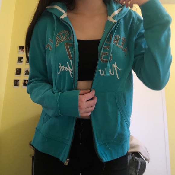 y2k turquoise hoodie - Picture 1 of 2